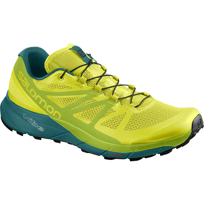 SALOMON UK SENSE RIDE - Mens Trail Running Shoes Yellow/Green,YMTU24386